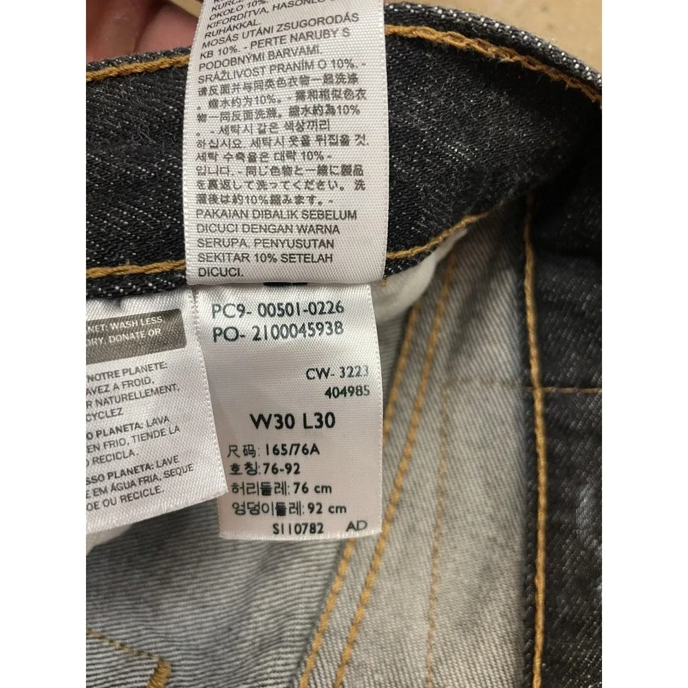 Levis 501 Jeans Mens 30x30 Dark Blue Denim Button Fly Straight Leg Shrink-to-Fit